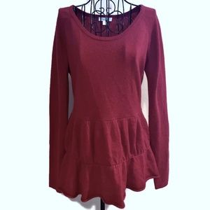 Garnet Hill 100% Cashmere Sweater Top Tiered Raspberry Pink Size XS